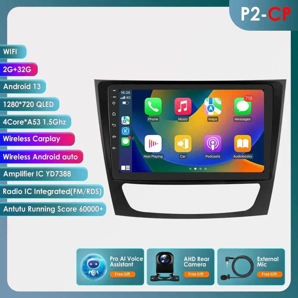 Autoradio Android 12, 9" para Mercedes E-class 2002-2009