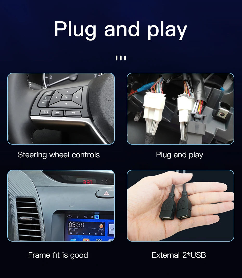 Stereo Honda Fit Jazz 2002 to 2007 9" Android 10.0, Double Din GPS