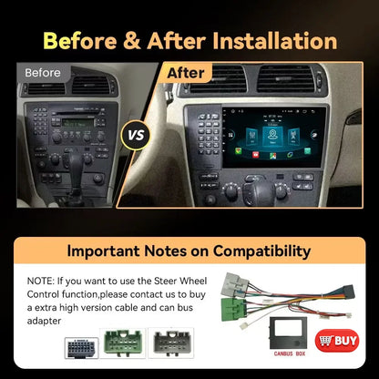 Multimedia Radio 8" 2Din Android 13 for Volvo S60 V70 XC70 XC90 2000-2004