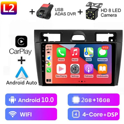 Radio Android 12 CarPlay, 9" 2 Din per Ford Fiesta MK6 2002-2008