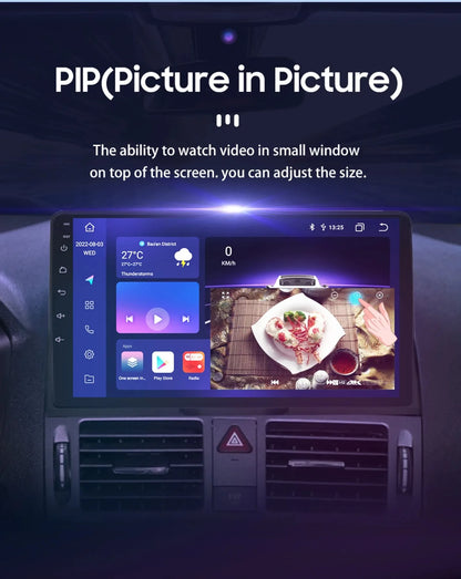 Autoradio 9" 2 Din Android 13 per Mercedes Benz Classe C W204 S204 2007-2010