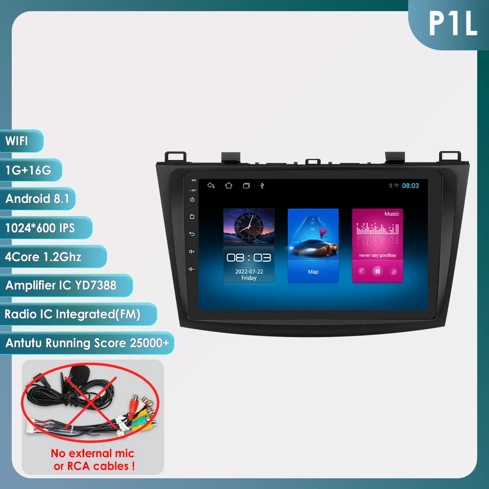 Android 9" Double Din car radio for Mazda 3 2010-2013