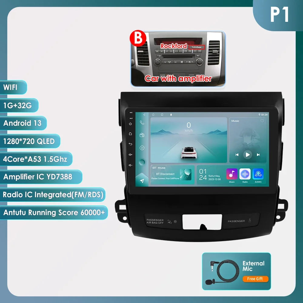 Car radio 9" 2 DIN for Mitsubishi Outlander 2005-2011