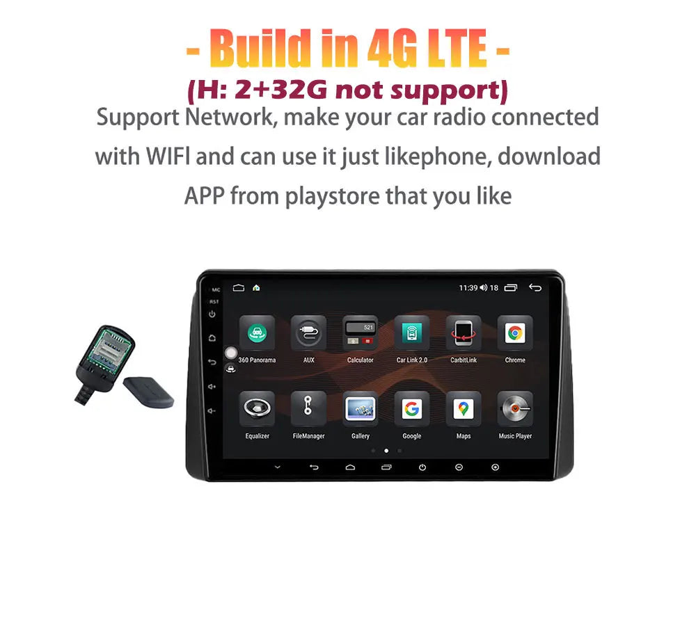 Lettore autoradio Android 14 da 9" per Hyundai I20 2021-2022 GPS