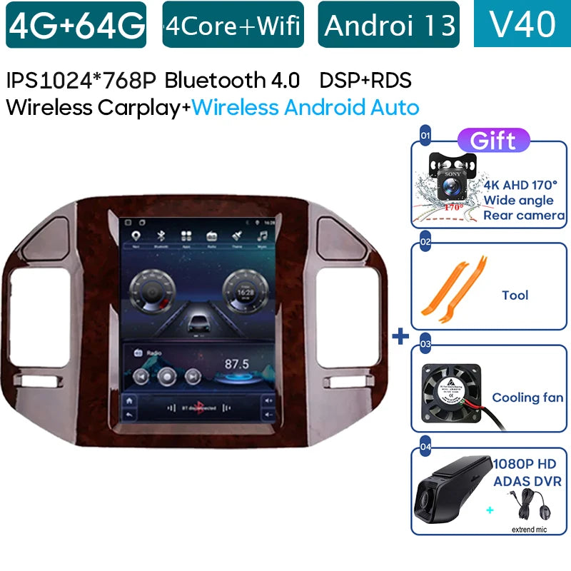 Autoradio 9.7" 1DIN para Mitsubishi Pajero 1999-2011