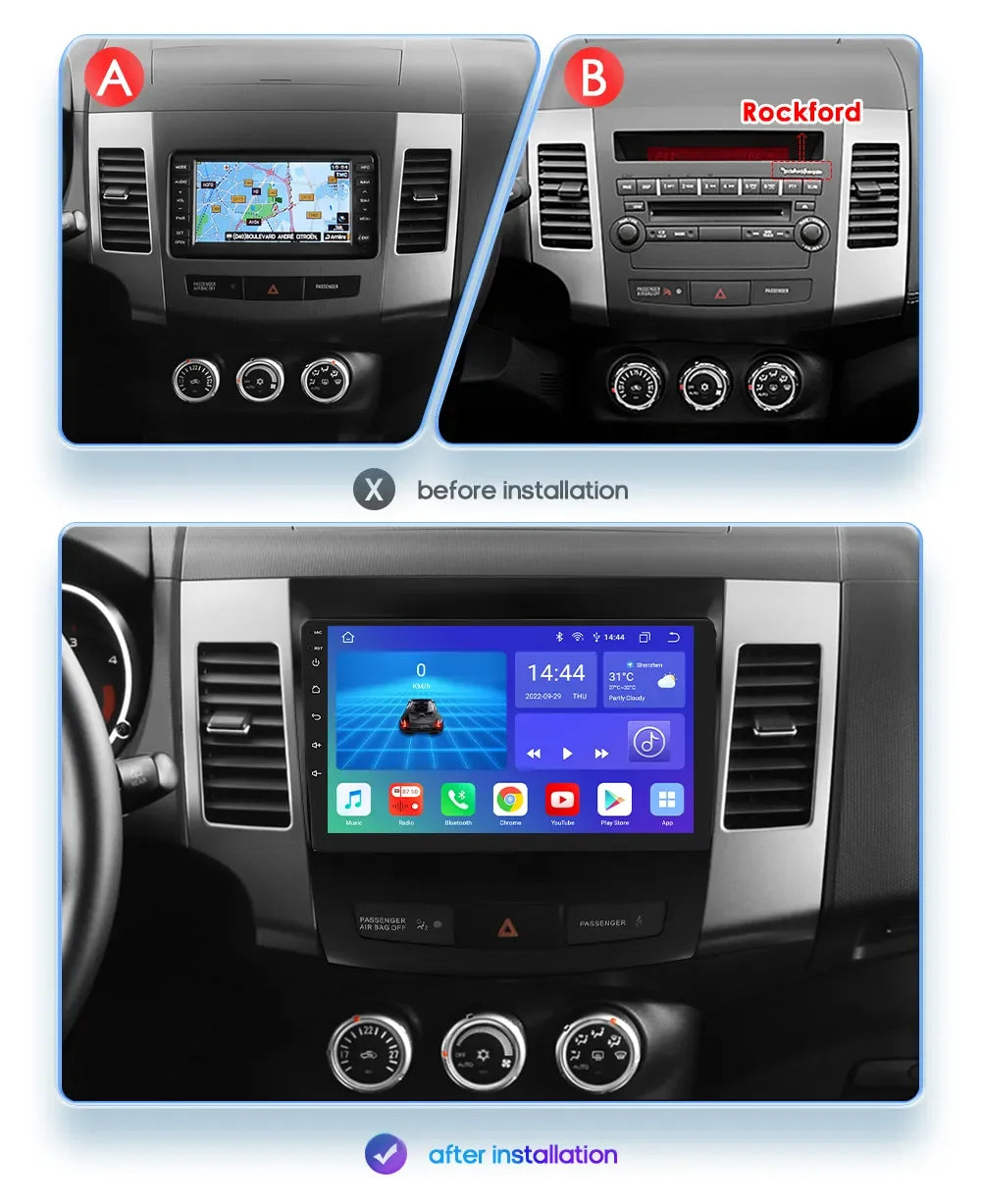 Car radio 9" 2 DIN for Mitsubishi Outlander 2005-2011