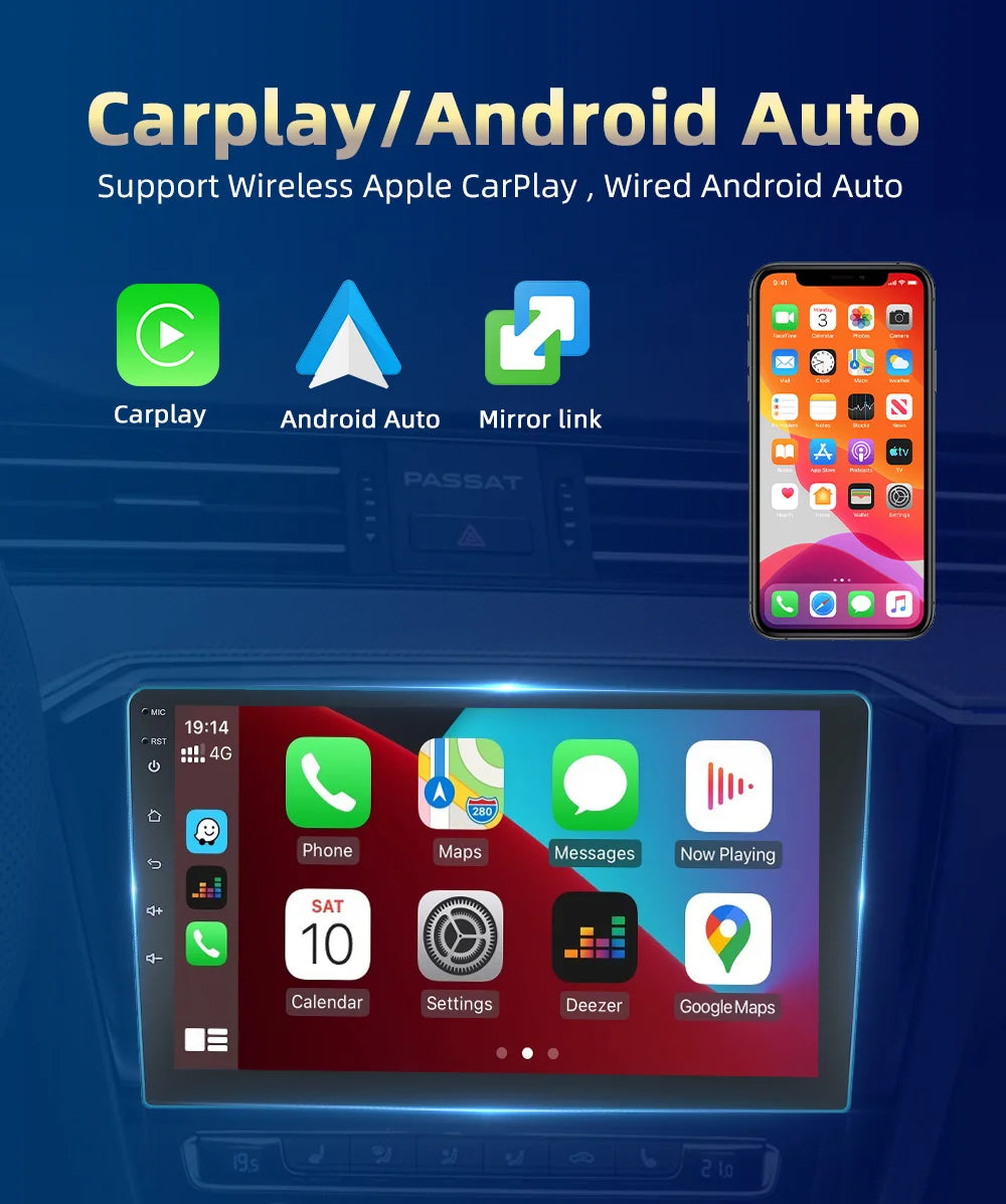 Podofo Android 11 7" 2 Din Car Radio for VW, Skoda and Seat – CarPlay and GPS