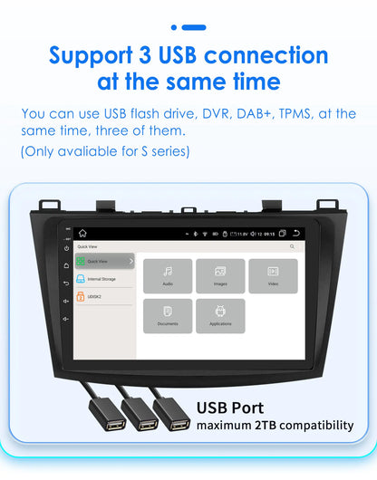 Android 9" Double Din car radio for Mazda 3 2010-2013