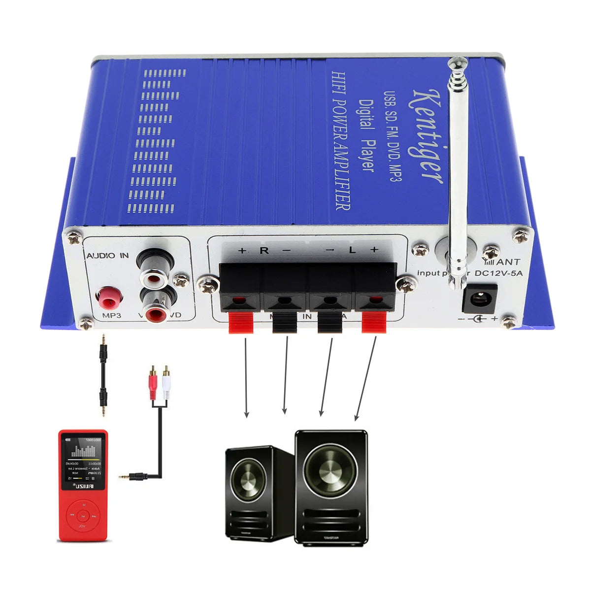 Amplificatore Hi-Fi digitale a 2 canali 12V con display LED