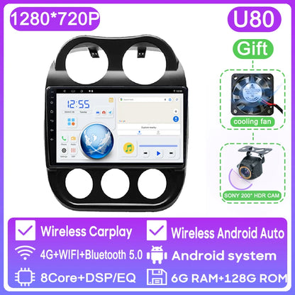 Autoradio Android 13 10" 1DIN para Jeep Compass/Patriot 2011-2017