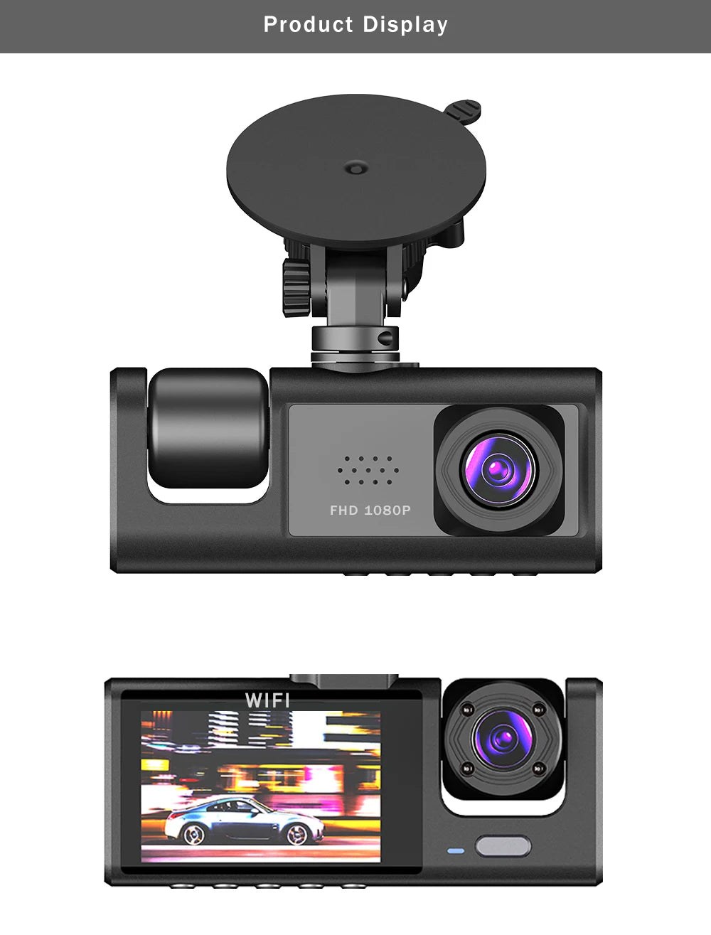 Dash Cam 3 Cámaras WiFi 1080P 3'' AutoRadioCanario
