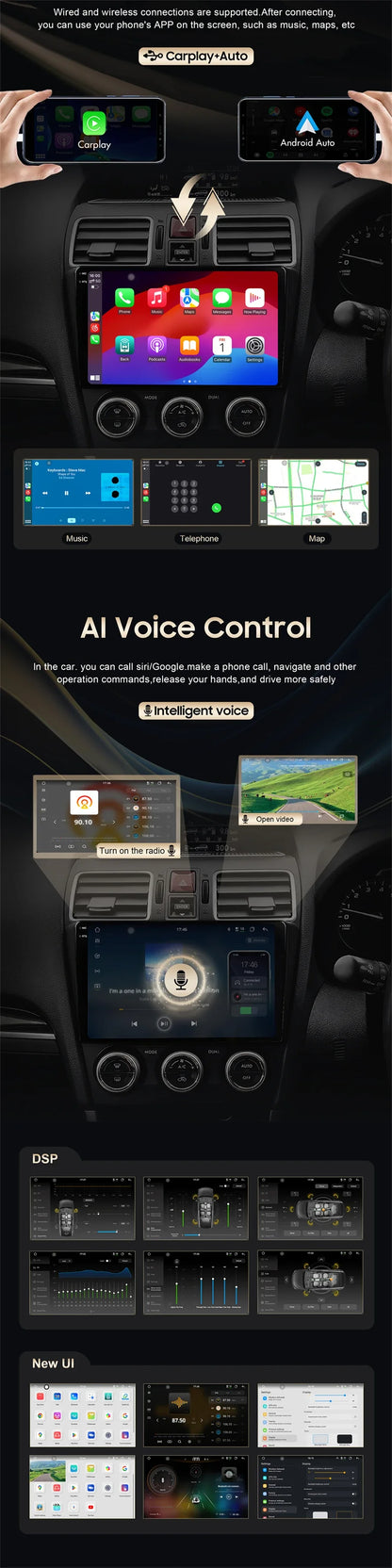 Autoradio GPS Android CarPlay Toyota Yaris 2012-2017 da 9"