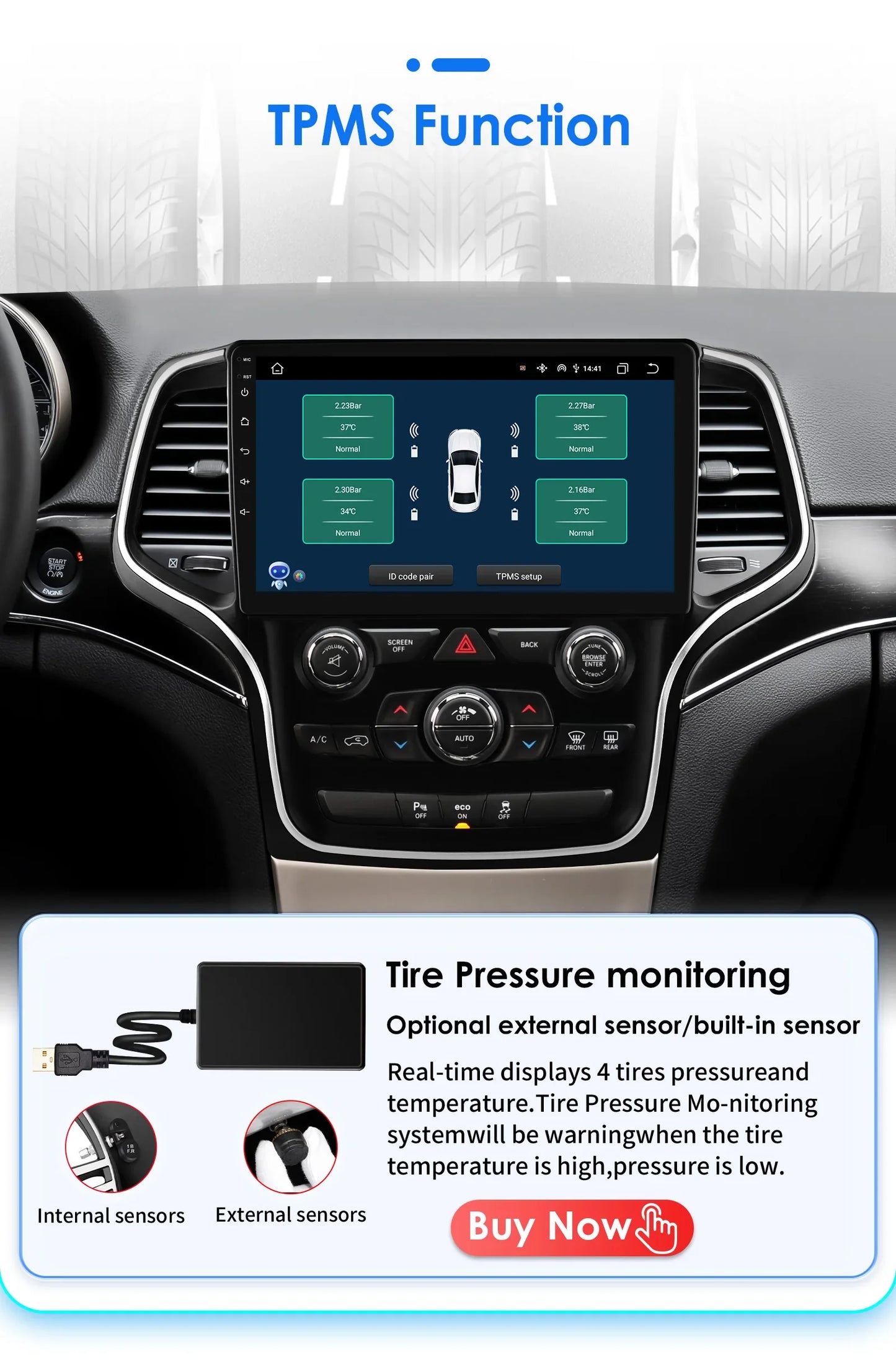 Hizpo 10.1" 2DIN CarPlay Android 13 per Jeep Grand Cherokee 2014-2022