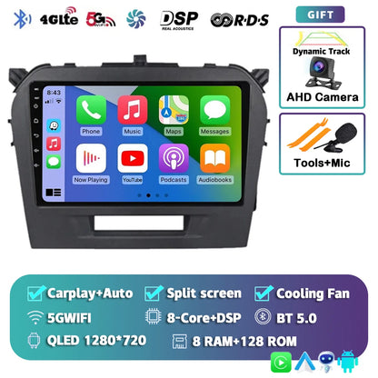 Autoradio 9" Android 14 Carplay para Suzuki Vitara 2015-2019, GPS WiFi+4G