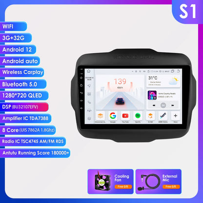 Autoradio 2DIN da 9" con Android 13 per Jeep Renegade 2016-2020