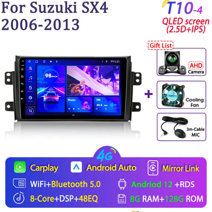 Srnubi 9" Android Autoradio, 2 Din, CarPlay per Suzuki SX4 2006-2014