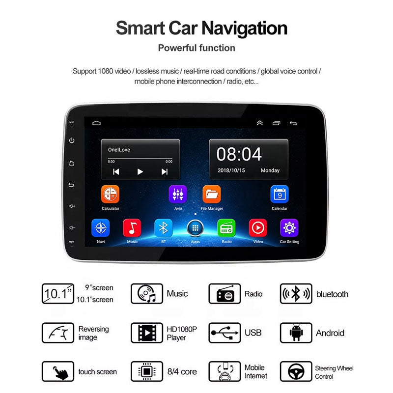 Radio de Coche Android 10"  1din Dvd Pantalla Rotativa de 360 Grados AutoRadioCanario