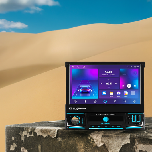 Autoradio 7" Android 1 Din con CarPlay GPS y Pantalla Retráctil