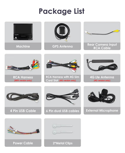Autoradio 7" Android 1 Din con CarPlay GPS y Pantalla Retráctil